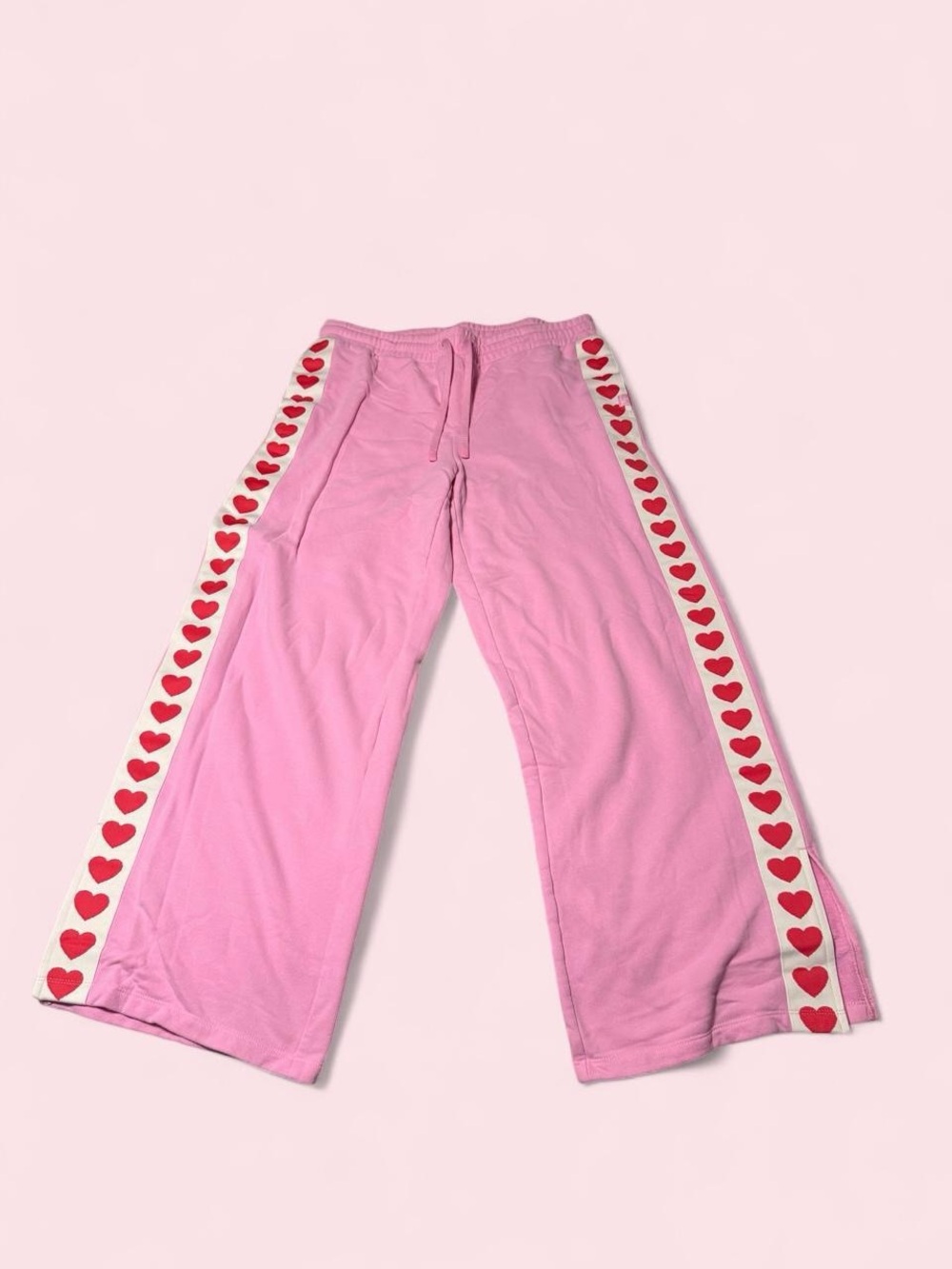 JoyLab Pink Lounge Pants with Red Heart Side Trim